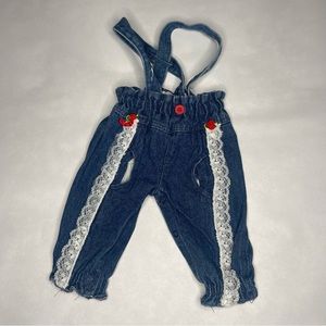 Girls vintage Hopscotch brand‎ denim blue jean overalls size 0-6 months